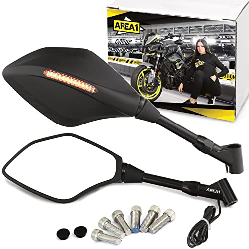 Area Longboard Motorrad Spiegel Set inkl. Blinker kompatibel mit Honda CBR 500R, 600, CBR 600F 600RR, CBR 650R (27-52mm)