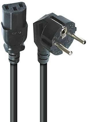 APM 510013, Cordon D'Alimentation Secteur CEE 7-7/Iec C13 Male Coude/Femelle Noir