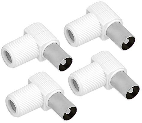 Koax Stecker Antennenstecker Buchsen Koaxialstecker Adapter Verbinder SAT TV (4 Stück, Winkelstecker)