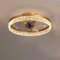 Fan Ceiling Light, K9 Crystal Ceiling Lamp with Remote Control Dimmable, Ultra-Thin 16.5cm Fan Lamp in Living Room and Bedroom, Reversible Fan,Gold