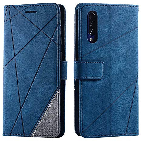 SONWO Hülle für Samsung Galaxy A50, Premium Leder PU Handyhülle Flip Case Wallet Silikon Bumper Schutzhülle Klapphülle für Galaxy A50, Blau