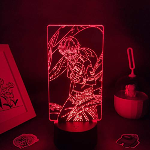 Ken Kaneki - Tokyo Ghoul Figuren Anime Lampen 3D LED RGB Nachtlicht Manga für Freunde Schlafzimmer Nachttischdekor Geburtstagsgeschenk-7 Farbe keine Fernbedienung
