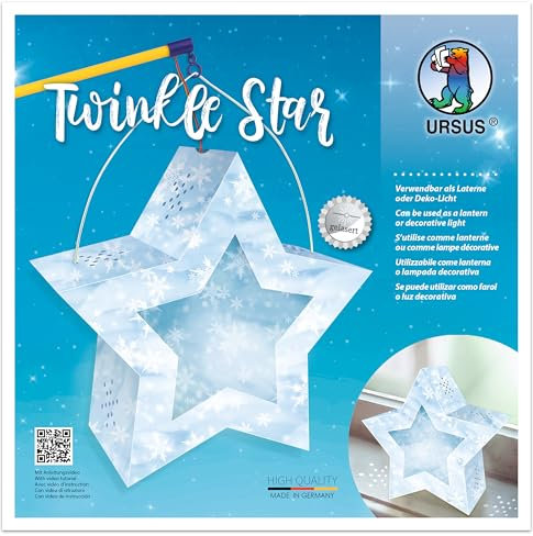 Ursus 18770005 - Twinkle Star Schnee, Bastel-Set für einen Stern, der als Laterne oder Deko-Licht genutzt werden kann, ideal für Sankt Martin, Lampion-Umzug oder als herbstliche Dekoration