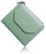 Gallantry - Portefeuille Femme Petit Format Matelassé Souple - Porte-Monnaie Carte Tout-en-Un Bi-pli - Similicuir Carreaux Fermeture Éclaire Magnétique - Chic Léger - Vert d'eau