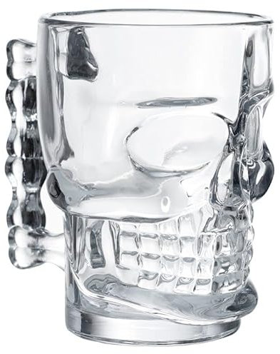 3D Skull Glass Tankard – Unique Novelty Gothic Design, Perfect for Cold Drinks & Beverages, 500ml Capacity
