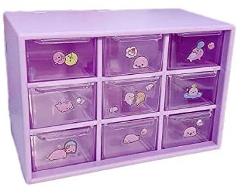 Verve Jelly Mini Plastic Drawer Organiser,Cosmetic Display Case Table Desktop Storage Box,Office Stationery Storage Holder Makeup Box Units for Bathroom,Vanities,Countertops,Purple,4.1 * 7.1 * 3.9 in