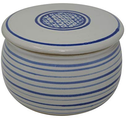 Original Französische Wassergekühlte Keramik Butterdose, Nie Mehr Harte Butter Zum Frühstück, Immer Frische Und Streichfähige Butter, ca. 125 g Butter, Kleine Raute B-K