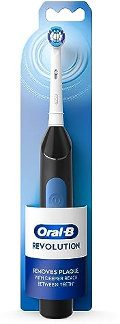 Oral-B Revolution Brosse à dents à batterie avec (1) tête de brosse, noir, piles incluses
