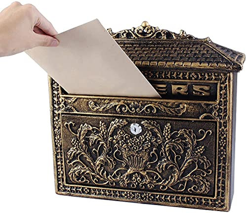 briefkästen Antiker Briefkasten aus Aluminiumguss, an der Wand montierter abschließbarer Briefkasten, wasserdichter Retro-Briefkasten aus Metall mit Schloss