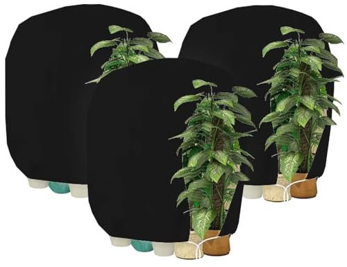 HERILIOS Winterschutz für Pflanzen, Frostschutz Pflanzenabdeckungen als Winterschutz für Baum Palmen Balkonpflanzen haube Zelt Atmungsaktiv - Reißfest,80 x 120cm Schwarz 3 Stücke