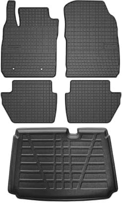 OMAC Fußmatten & Kofferraumwanne Set kompatibel mit Ford Ecosport 2011-2024 Gummi Schwarz 5X