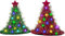 BUNVICK Juego de gorros navideños de varias piezas con 30 luces LED de colores, sombrero decorativo para árboles de Navidad para adultos y niños (2 Piece Set)