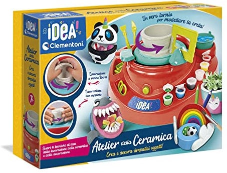 Clementoni Idea - Atelier della Ceramica, Gioco d'Arte per Bambini 7+ Anni, Set Creativo con Tornio Elettrico, Argilla e Accessori per Modellare Tante Creazioni, Made in Italy, Lingua Italiana, 18693