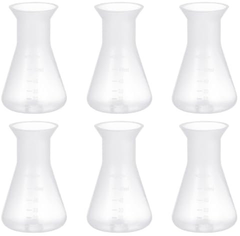 ULTECHNOVO 6pcs Ml Experiment for Chemistry Consumables Flask, Science of Accessories Learning Mouth Conical Neck Bottle Students Kids Plastic Narrow Flask- Educational Professional