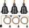 Teynewer 6.7m Pendant Light Ceiling Lighting Fitting with 3 E27 Base Socket Lamp Holder Suspended Kit with Plug in Cord Hemp Rope Pendant Lights Rustic Hanging Lamps with On/Off Switch-UK Plug