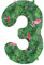Folat 64153 Luftballon Geburtstag Ziffer Zahl 3 Jungle Vibe Grün 86 cm - Helium Ballon Decoration Geburtstagdeko, Ballon Zahl