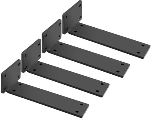 Mooche 4PCS Black Shelf Brackets, Floating Shelf Brackets 7inch/17.8cm, Heavy Duty Metal L Brackets for Shelves Support Wall Hanging