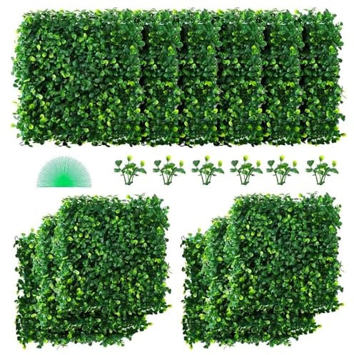 Künstliche Pflanzen 12 Stück Künstliche Hecke Künstliche Pflanzenwand 25X 25cm Sichtschutz Hecke Künstlich Grün Buchsbaumplatte Sichtschutz Kunstpflanzen für Haus Garten Partei Hochzeit Dekoration
