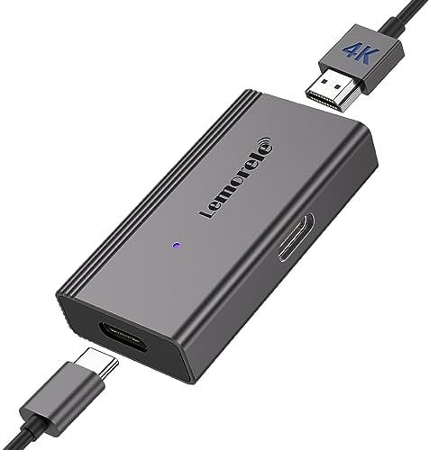 Lemorele Adaptateur HDMI vers USB C 4K@60HZ, Adaptateur HDMI vers Type C Compatible avec Nreal Air, Rokid Air, RayNeo, Switch Base, Steam Deck, PS4, PS5, Xbox,etc.