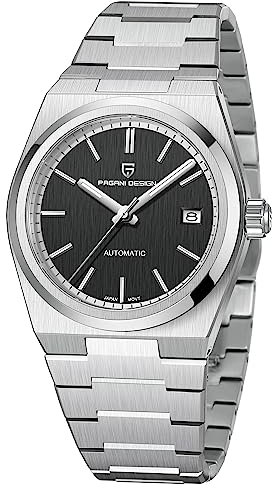 Pagani Design Uhren für Herren Automatische Mechanische NH35 Bewegung Taucher Saphir Sport wasserdichte Edelstahl Armbanduhr (schwarz1753)