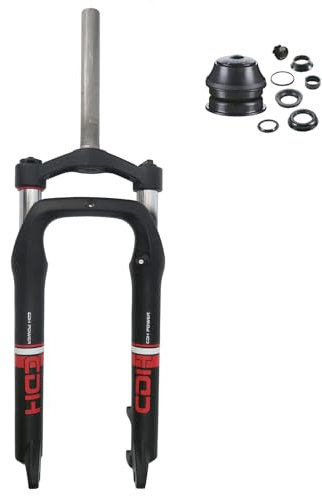 CDHPOWER Bike 26 x 4 Fat forcella ammortizzata 26 Fat pneumatico 4 w/1-1/8 combo sterzo, freno a disco, nero (pneumatico nero 26 * 4)