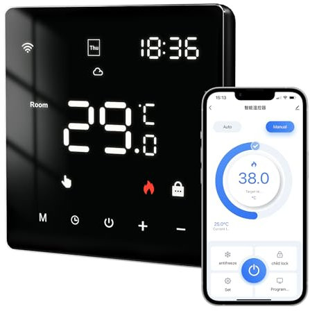 AVATTO Thermostat mit 2 Funktionen für Wasser Fußbodenheizung Stellantrieb Und Gas Boiler Steuerung kompatibel mit Alexa, Google Home Sprachsteuerung Und Smart Life-App Fernbedienung 2.4GH-WLAN 3A