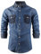 Tianerhay Mens Long Sleeve Denim Shirts Button Down Western Casual Flap Pocket Top 2 Blue L