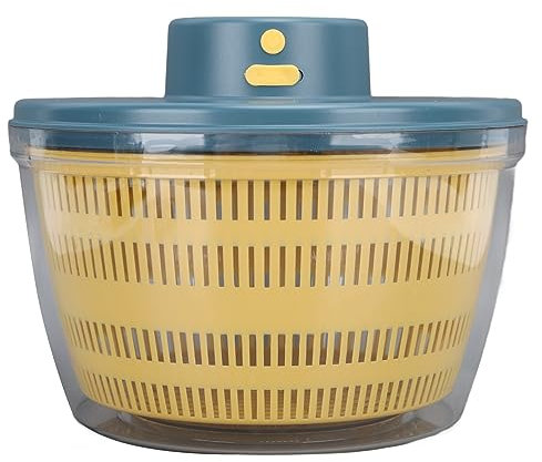 Essoreuse à Salade Automatique 4 L, Séchoir Multi-Usage pour Légumes, Fruits, Pâtes et Frites, Alimenté par USB, Auto-Nettoyant, avec Bol et Passoire Inclus (Bleu)