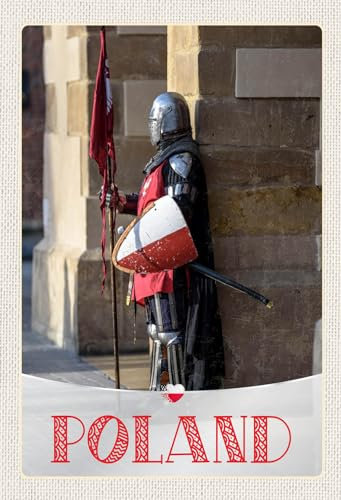 AGDeko® Blechschild Polen Europa Ritter Schwert Flag Fahne Flaggege Reisen Urlaub Touristik Größe 30x20 cm