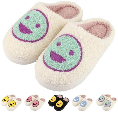 QZCEO Girls Boys Slippers Kids Warm Plush House Slippers Children Winter Soft Comfortable Fluffy Indoor Outdoor Shoes Green 3/3.5UK