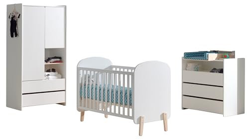 möbelando Babyzimmer-Komplettset >KIDDY< in Weiß - 129x94x68 (BxHxT)