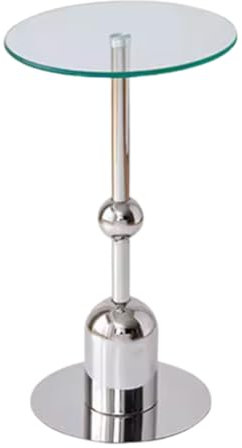 Runden Glas Und Edelstahl Säulentisch Tulpe Küche Tisch Dekorativ Stehtisch Lounge-Ständer(Color:Transparent)