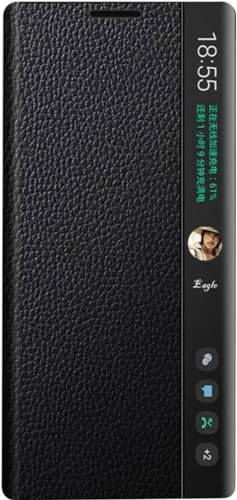 Intelligent Leather Mobile Phone Case for Samsung Galaxy Note 20 Ultra 5G. Automatic Sleep/Wake/Smart Holster for Samsung Note20 Ultra. Cell Phone Cover Black