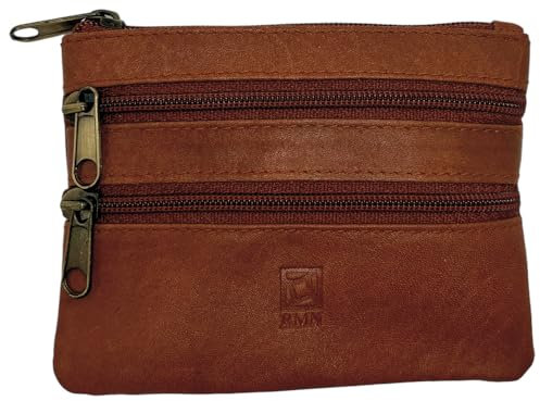 Blanck Porte-Monnaie Unisexe, portecartes, portefueille Cuir véritable Cuir, Plusieurs Compartiments, Porte-clés intérieur avec Anneau. 3 Fermetures éclair, Conçu en Espagne. 10,5 x 8 x 1 cm.