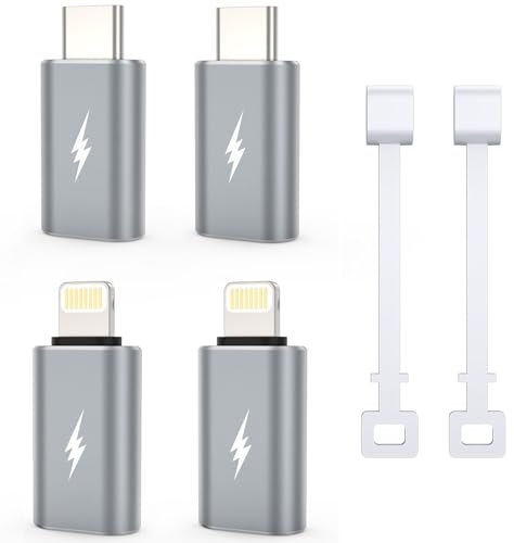 TechMatte Adapter für Lightning auf USB C und USB C auf Lightning, Standard-Ladegerät, Kompatibel mit iPhone/iPad/AirPods/MacBook/Samsung/Google, Unterstützt Keine Kopfhörer/OTG, 2 + 2 Packung