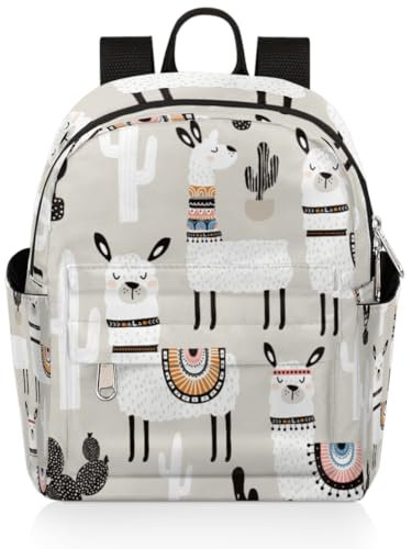 TropicalLife Lama kleiner Rucksack für Damen, Kinder, Mädchen, Lama, Kaktus, Rucksack, Schule, Reisen, Freizeit, Schultertasche, Tagesrucksack, farbig