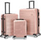 SA Products Suitcase Set of 3 | ABS Hard Shell Suitcase with Lock | Cabin Luggage, Luggage Sets, Cabin Suitcase, Luggage Set | Carry on Suitcase, Hand Luggage Suitcase (Rose Gold)