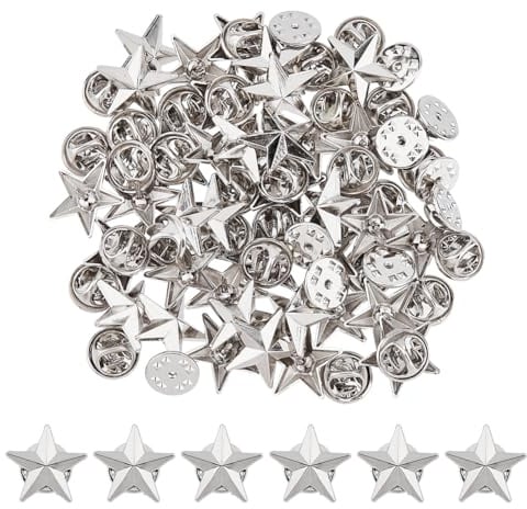 SUPERFINDINGS 40 Sets Anstecknadel Mit Sternabzeichen Aus Platin 1.8cm Legierungsbrosche Anstecknadel Für Veteranentag Sternnadel Militärauszeichnungsnadeln Sternbrosche Zum Tag