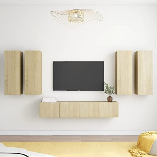 ShGaxin Mobili da parete per TV, 6 pezzi, in legno di quercia Sonoma, mobili per TV, mobili moderni per soggiorno, sala da pranzo, tavolo TV, mobile TV 3078995