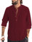 YAOBAOLE Chemise Lin Homme Manches Longues Col Mao Chemise Blanche Été Homme Chemises en Coton Et Lin Vin Rouge M