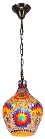 Jadssox Türkische marokkanische Pendelleuchte, Buntglas-Hängelampenschirm, Kronleuchter, einzelne Kücheninsel, Beleuchtungskörper, mediterrane Mosaik-Deckenlampen
