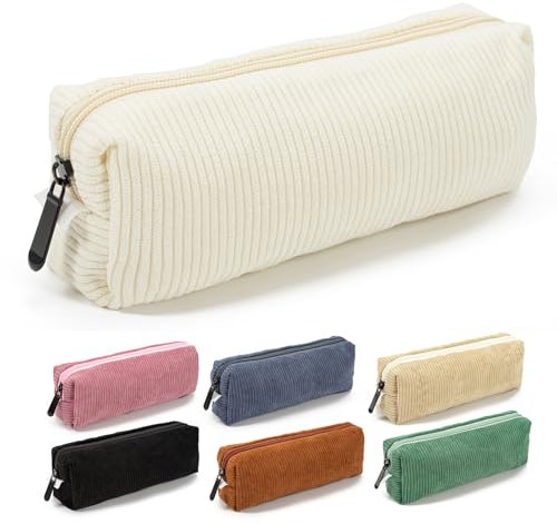 Zouwel Mäppchen, Federmäppchen Kord-Stoff Schulmäppchen, Schulmäppchen Jungen Aesthetic Schulsachen für Mädchen Teenager Schule, Universität und Büro (Beige)