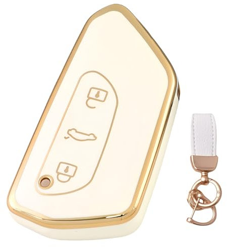 NEUHOO Auto Zubehör kompatibel mit Skoda Octavia 4 RS 2019-2024 2025 Schlüsselhülle und Schlüsselanhänger, Schlüsselgehäuse Silikon Schlüsselkarte Hülle (Weiß)