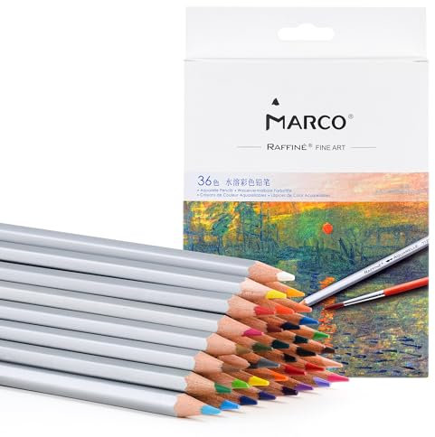 MARCO Buntstifte für Kinder – 36 wasserlösliche Farben, Sechskantformat, ideal für Kinder und Erwachsene, Schulstart-Geschenk, Naturholz, leicht zu tragen -7120 Serie