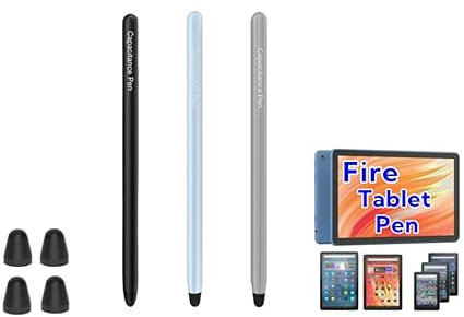 3PCS AMZ Fire Tablet Pen for AMZ Fire Max 11 Pen, Fire HD 8 Pen, Fire HD 10 Pen Tablets Touch Screen Pen (Black+Blue+Gray)