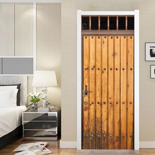 VIRANDA 3D Türtapete Selbstklebende Aufkleber Vinyl Türposter Wasserdichte Türschutzfolie Wooden doors Fototapete für Zuhause Dekor 77x200cm
