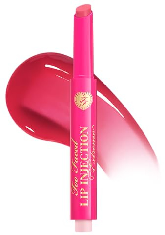 Too Faced Lip Injection Extreme Plumping Clicks | Hydrating, Sheer-To-Medium Buildable Coverage, Lip Plumper with Click Applicator, 0.05 Ounce, Perfect Pink