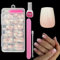 ZAHRVIA Kit De Faux Ongles, Faux Ongles Naturels Roses Dégradés Avec Colle, Faux Ongles Acryliques en Square à Bouts Roses, 120Pcs Glossy Full Cover Nails for Women Girls (Gradient Short Square)