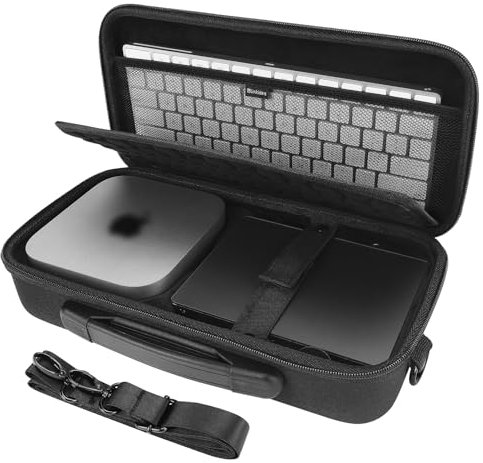 Linkidea Custodia da viaggio rigida, compatibile con computer desktop Apple 2024 Mac Mini, tastiera magica, mouse magico e trackpad magico (nero)