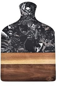 FHSLKXIM Tabla de Cortar de mármol, Madera, para Cocina, Fruta, Queso, Filete, Pizza, Bandeja para Servir, vajilla, Plato de Cena, Bloques de Cortar Colgantes, Sencillos,Bk-13 * 8.5in